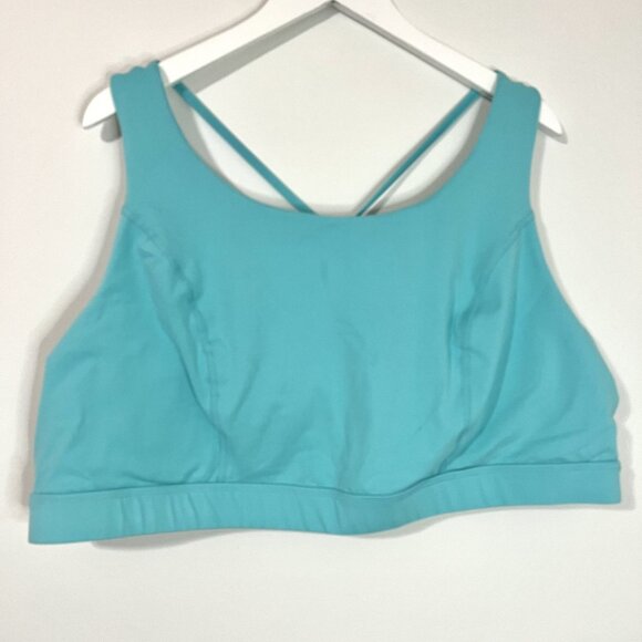 Torrid Blue Happy Camper Low-Impact Wireless Strappy Back Active Sports Bra 5X - Picture 2 of 7
